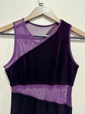 Vintage 90s Whimsigoth Velvet Mesh Maxi Dress Gothic Plum